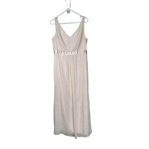 DAVID'S Bridal Petal Pink Sleeveless Chiffon Dress with Ruffled Back Detail, 14